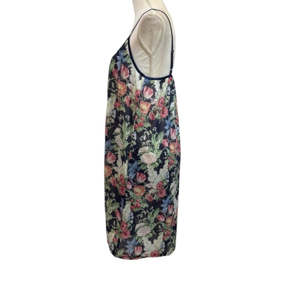 Floral Print Cotton Papinelle Chemise - Navy and Pink XL - Picture 8 of 13